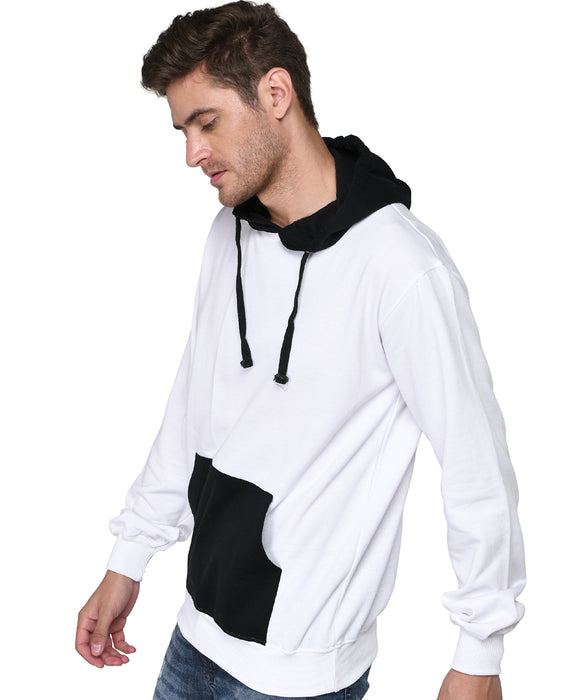 SXV Solid COLOURBLOCKED Sweatshirt Hoodie for Men & Women (Black.Whie)