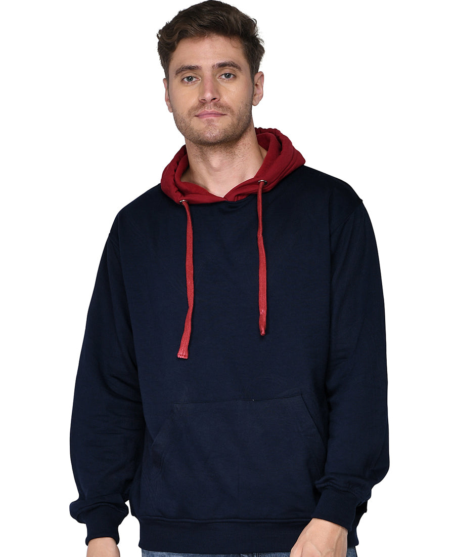 SXV Solid COLOURBLOCKED Sweatshirt Hoodie for Men & Women (NAVYBLUE.Maroon)