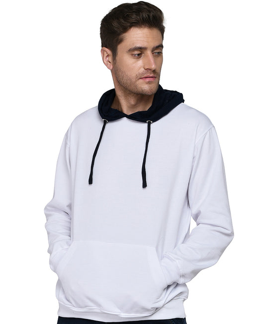 SXV Solid COLOURBLOCKED Sweatshirt Hoodie for Men & Women (White.Black)