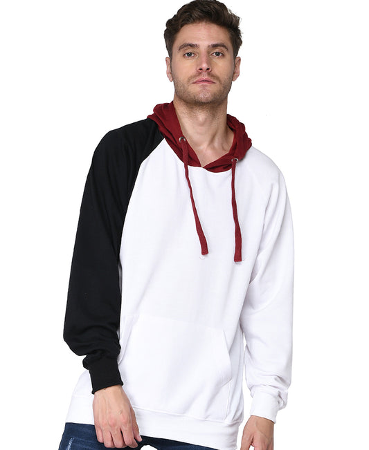 SXV Solid COLOURBLOCKED Sweatshirt Hoodie for Men & Women (White,Black.Maroon)