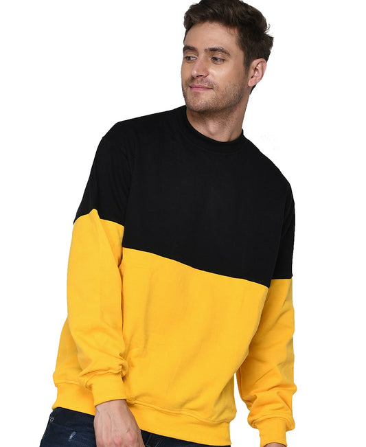 SXV Solid COLOURBLOCKED Sweatshirt for Men & Women (Black,Yellow)