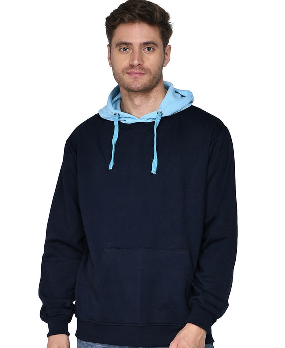 SXV Solid COLOURBLOCKED Sweatshirt Hoodie for Men & Women (NAVYBLUE,AQUABLUE)