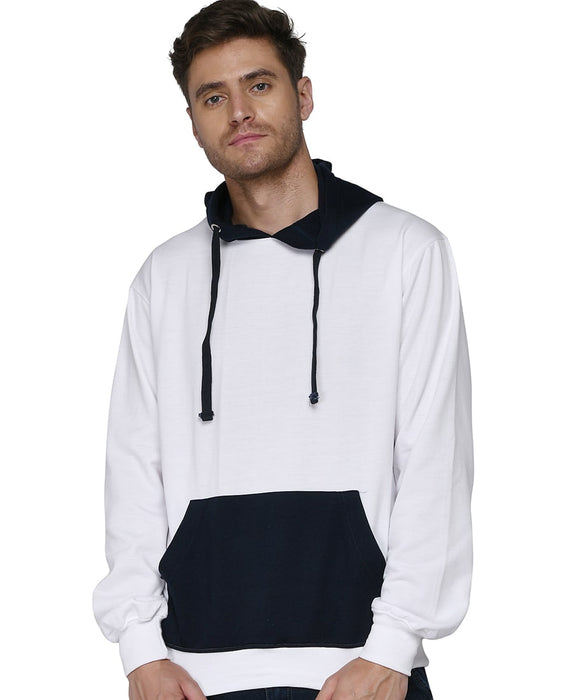 SXV Solid COLOURBLOCKED Sweatshirt Hoodie for Men & Women (White,NAVYBLUE)