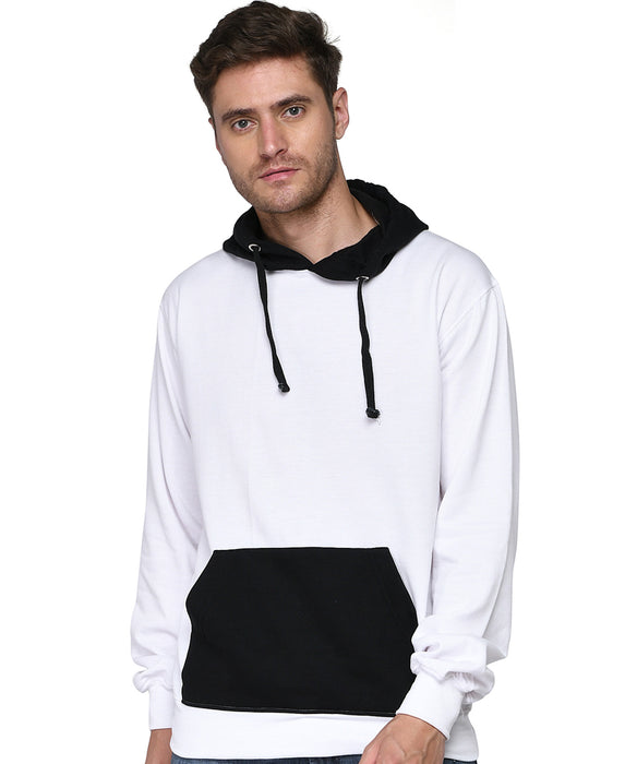 SXV Solid COLOURBLOCKED Sweatshirt Hoodie for Men & Women (Black.Whie)