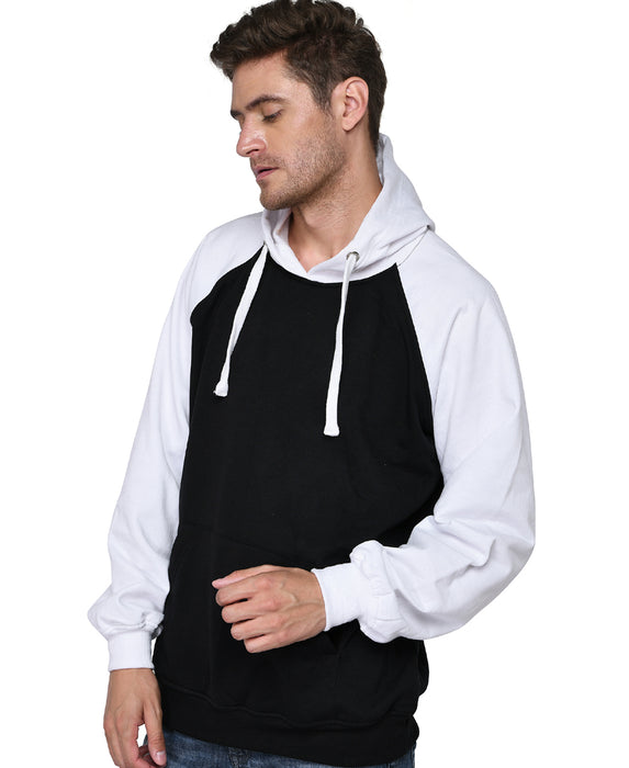 SXV Solid COLOURBLOCKED Sweatshirt Hoodie for Men & Women (Black/White)