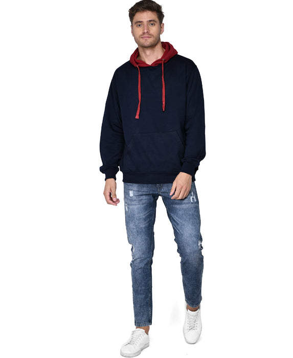 SXV Solid COLOURBLOCKED Sweatshirt Hoodie for Men & Women (NAVYBLUE.Maroon)