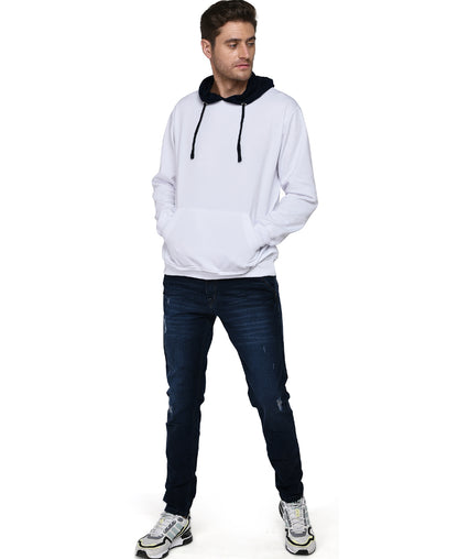 SXV Solid COLOURBLOCKED Sweatshirt Hoodie for Men & Women (White.Black)