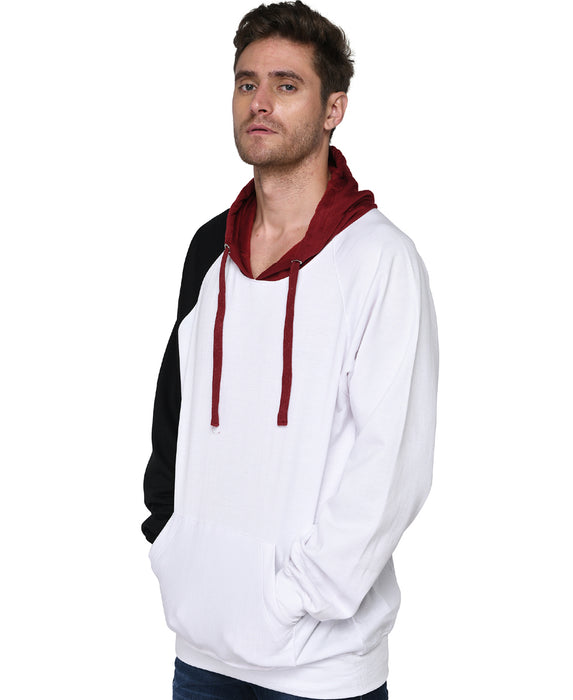 SXV Solid COLOURBLOCKED Sweatshirt Hoodie for Men & Women (White,Black.Maroon)