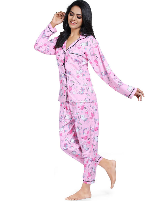 SXV Women's Cotton Printed Night Suit Pyjama Set : Unicorn & Flamingo (Lowest price - non returnable)