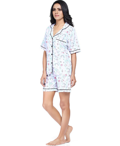 SXV Women's Cotton Printed Night Suit Pyjama Set : Unicorn Rainbow (Lowest price-non returnable)