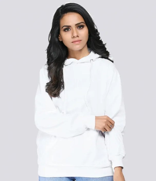 SXV Plain Solid Sweatshirt Hoodie For Women (WHITE)