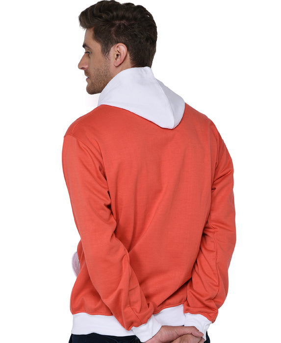 SXV Solid COLOURBLOCKED Sweatshirt Hoodie for Men & Women (Orange White)