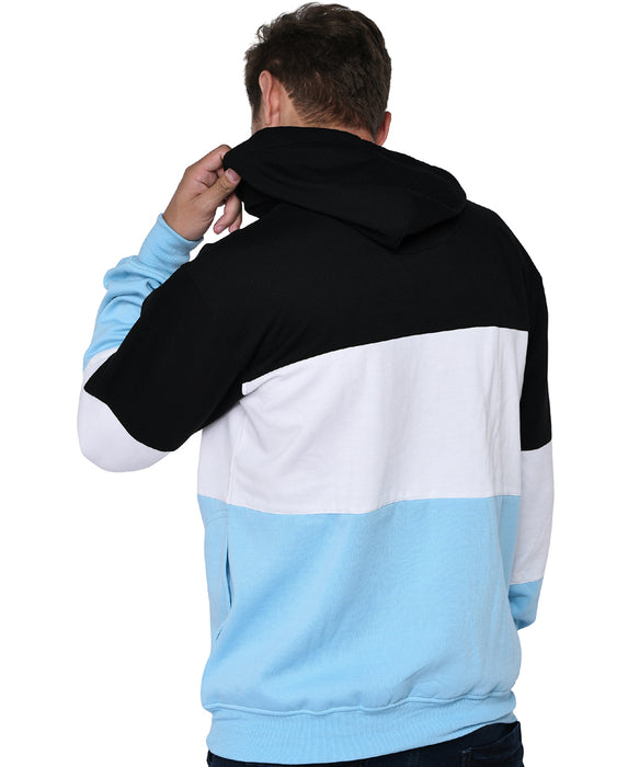 SXV Solid COLOURBLOCKED Sweatshirt Hoodie for Men & Women (Black.White,AQUABLUE)