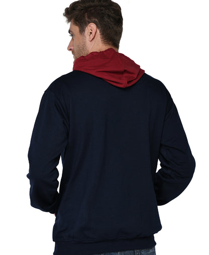 SXV Solid COLOURBLOCKED Sweatshirt Hoodie for Men & Women (NAVYBLUE.Maroon)