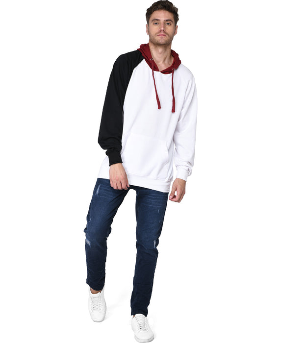 SXV Solid COLOURBLOCKED Sweatshirt Hoodie for Men & Women (White,Black.Maroon)