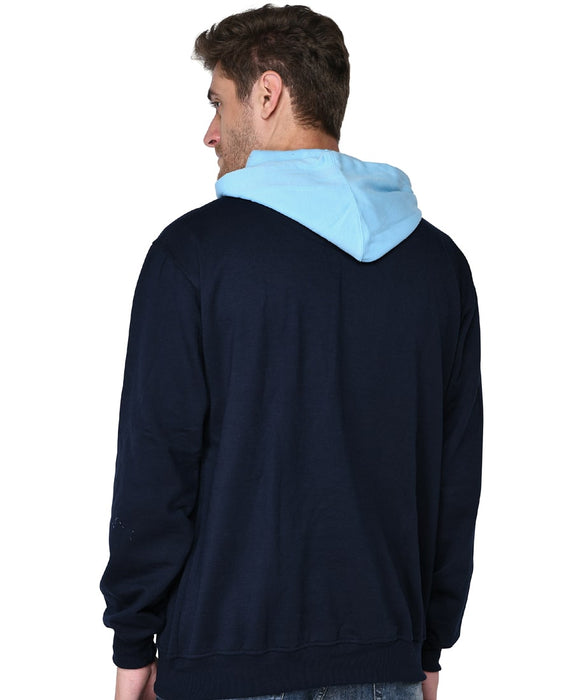 SXV Solid COLOURBLOCKED Sweatshirt Hoodie for Men & Women (NAVYBLUE,AQUABLUE)