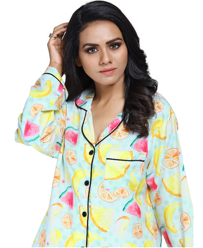 SXV Women's Cotton Printed Night Suit Pyjama Set : Watermelon Sugar