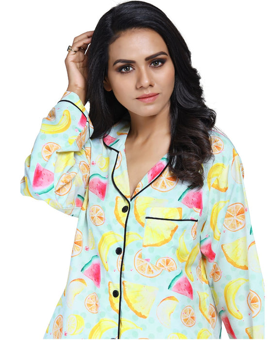 SXV Women's Cotton Printed Night Suit Pyjama Set : Watermelon Sugar