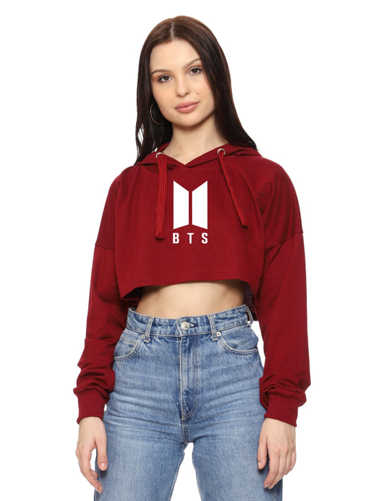 SXV BTS Printed Cropped Hoodie