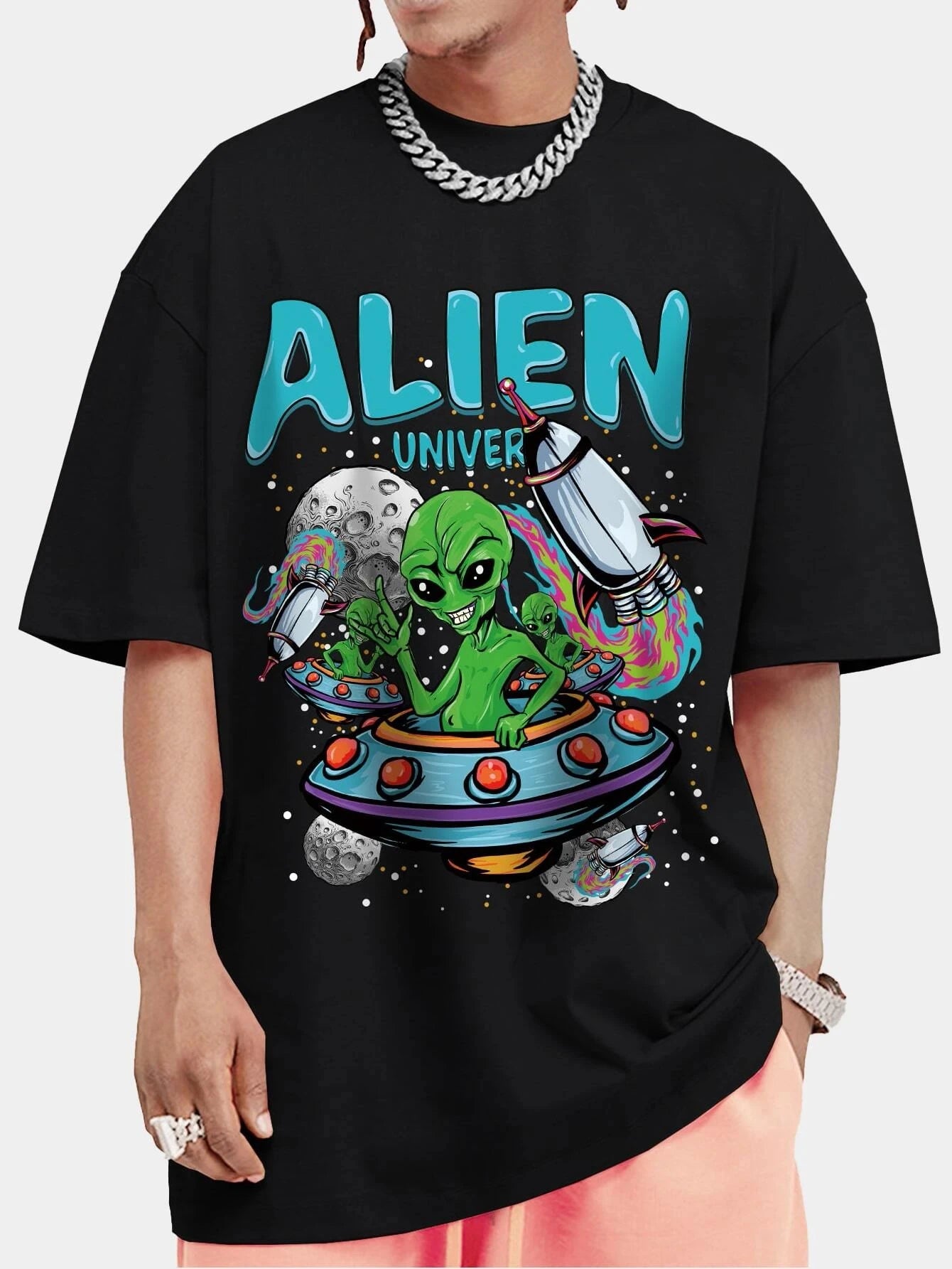 SXV  'Alien’ Printed Cool Aesthetic Oversized T-shirt