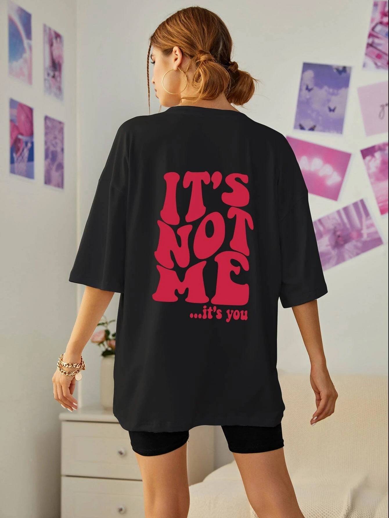 SXV  'Its Not Me ...it's you’ Printed Cool Aesthetic Oversized T-shirt