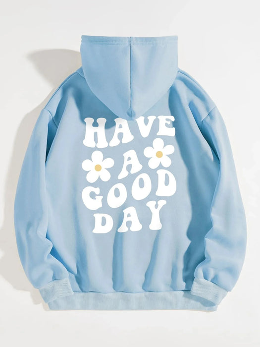 SXV  'Have a good day’ Printed Cool Aesthetic Sweatshirt Hoodie