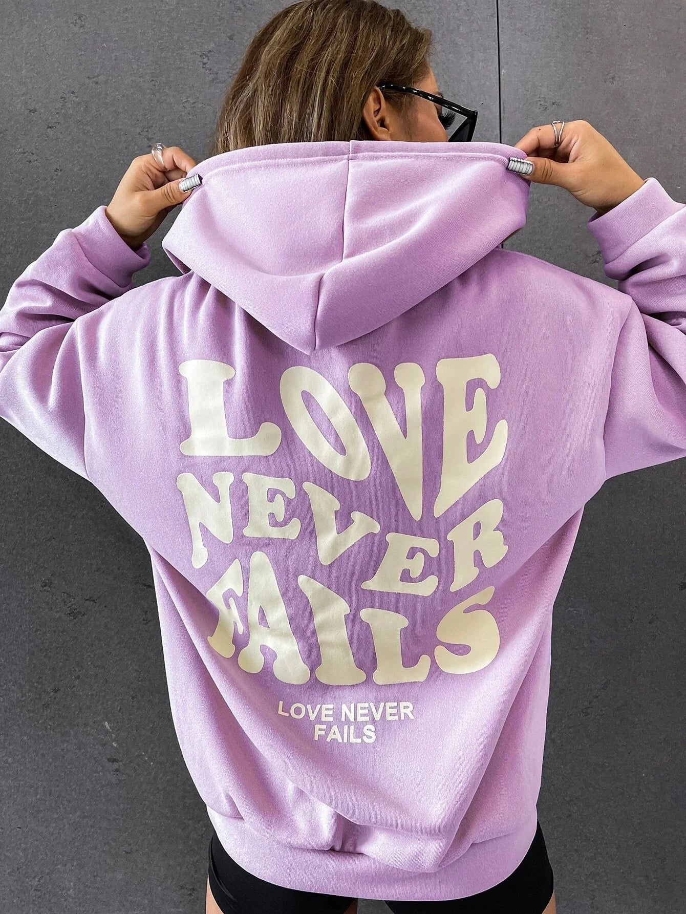 SXV  'Love Never Fails’ Printed Cool Aesthetic Sweatshirt Hoodie