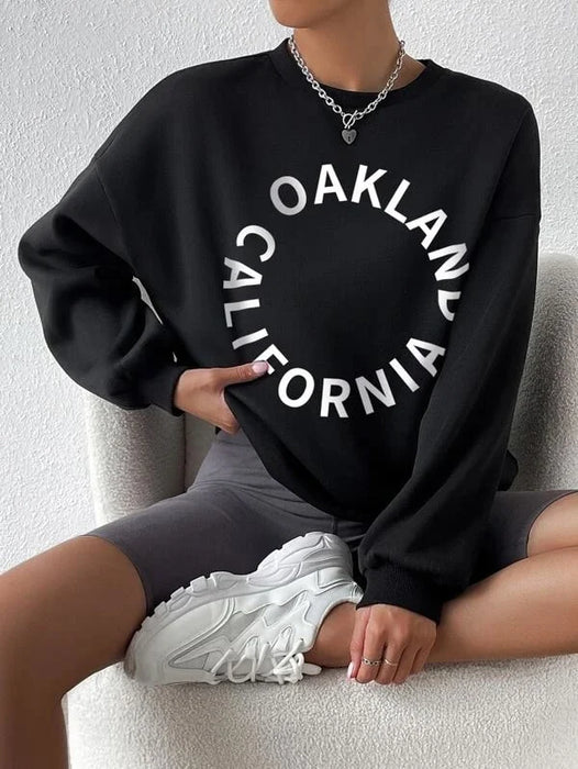 SXV  'Oakland California’ Printed Cool Aesthetic Drop Shoulder Oversized Sweatshirt