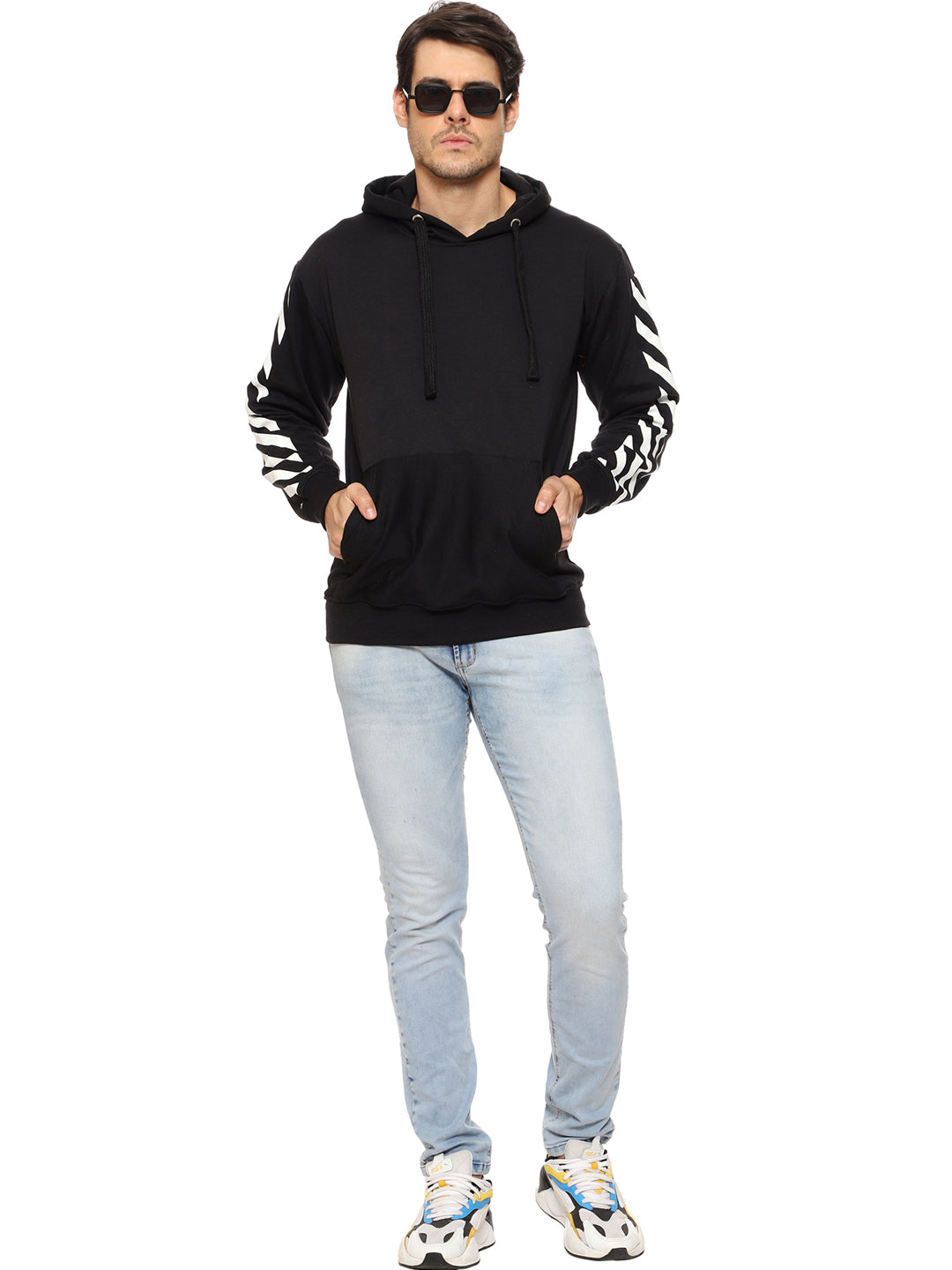 SXV Striped Printed Sweatshirt Hoodie