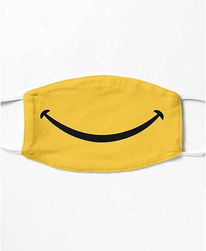 SXV Happy Smile - Keep Smiling - Yellow Smiley Face_ Printed unisex cotton Face mask For Face (Pack of 3)