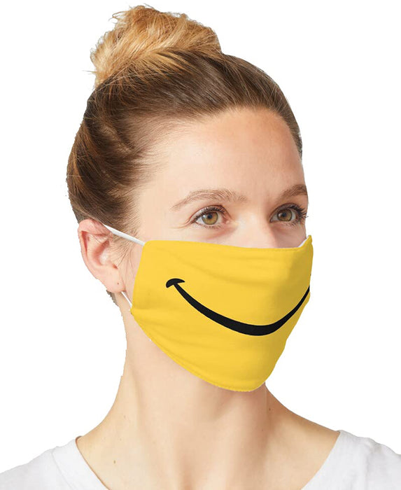 SXV Happy Smile - Keep Smiling - Yellow Smiley Face_ Printed unisex cotton Face mask For Face (Pack of 3)