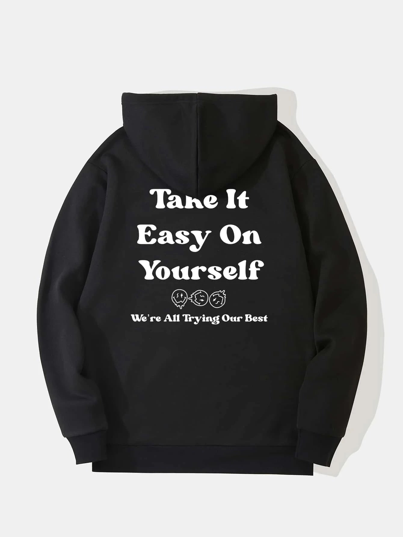 SXV  'Take It Easy On Yourself’ Printed Cool Aesthetic Sweatshirt Hoodie