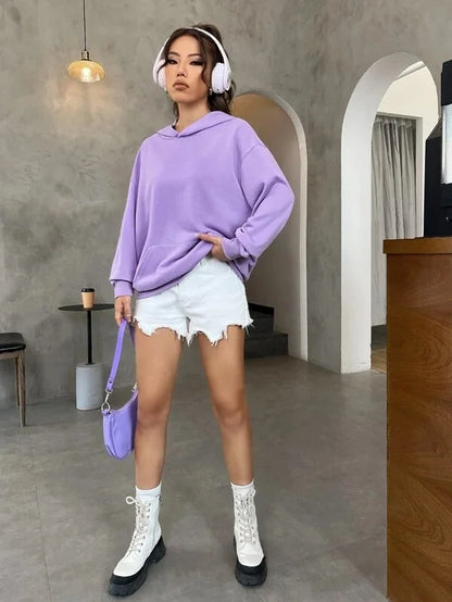 SXV Plain 'Lavender' Solid Cool Aesthetic Sweatshirt Hoodie