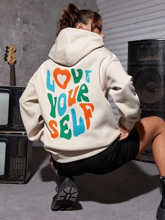 SXV  'Love Your Self’ Printed Cool Aesthetic Sweatshirt Hoodie