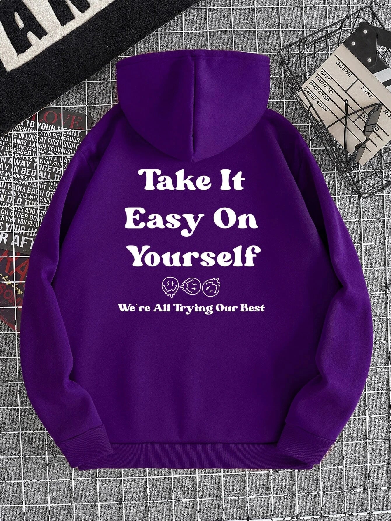 SXV  'Take It Easy On Yourself’ Printed Cool Aesthetic Sweatshirt Hoodie