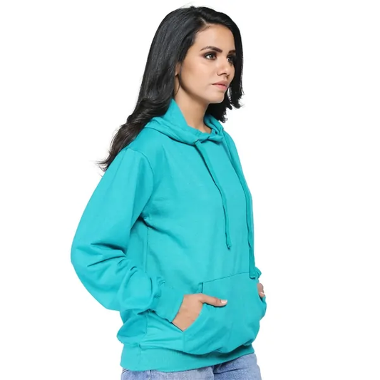 SXV Plain Solid Sweatshirt Hoodie For Women (TOURQUISE BLUE)