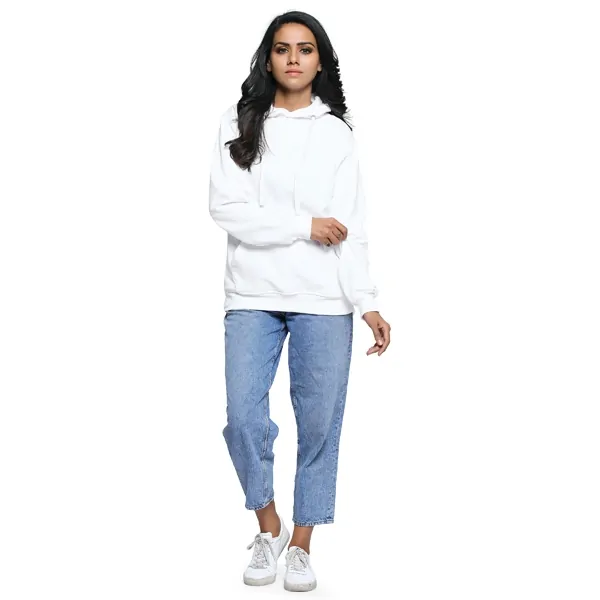 SXV Plain Solid Sweatshirt Hoodie For Women (WHITE)