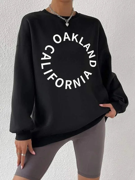 SXV  'Oakland California’ Printed Cool Aesthetic Drop Shoulder Oversized Sweatshirt